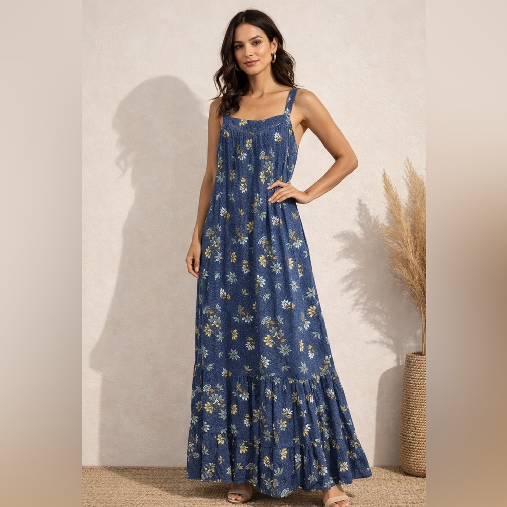 Sonoma Blue Floral Maxi Dress